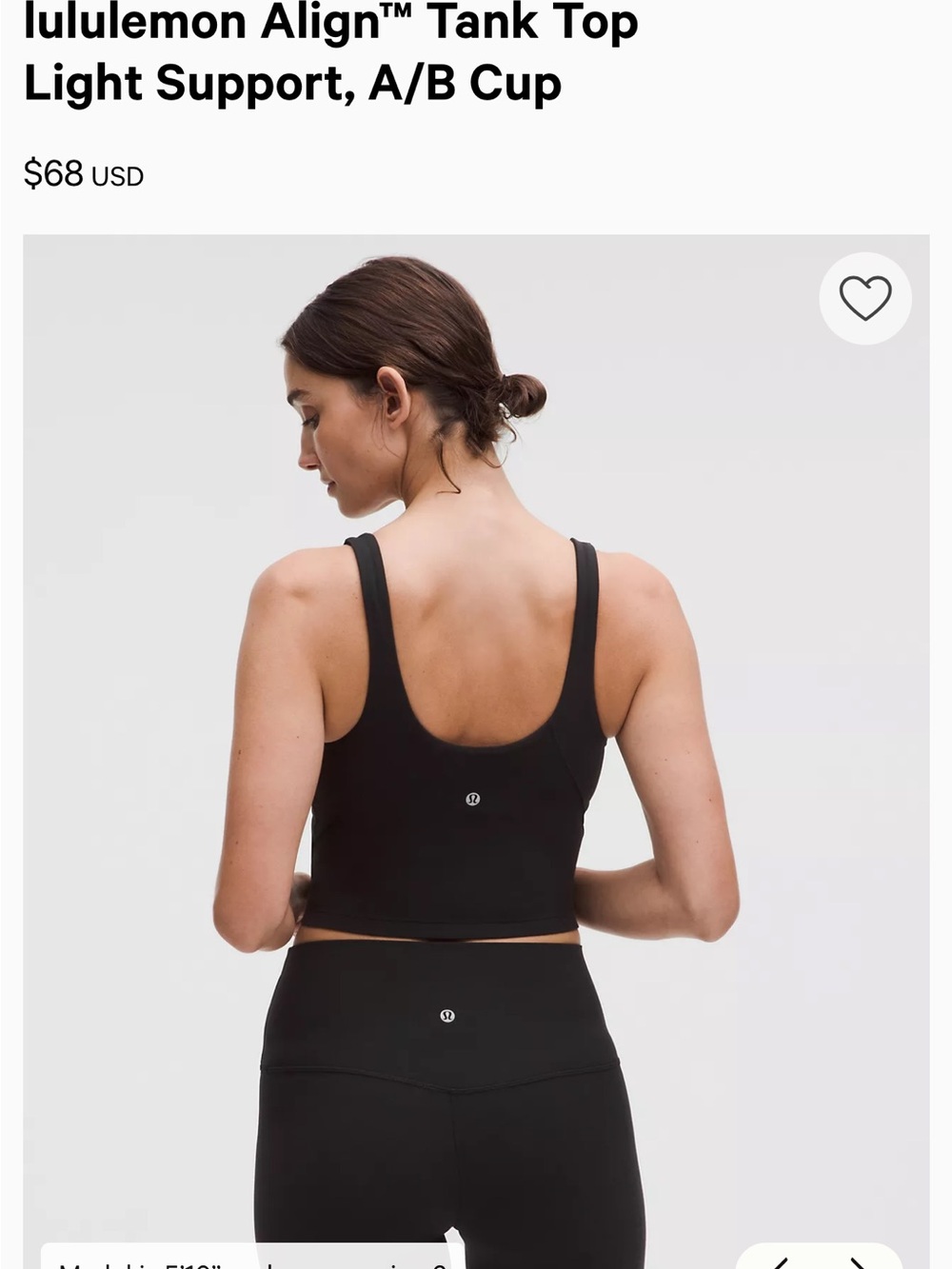 lululemon athletica Align™ Tank Top Crop - Black size 4